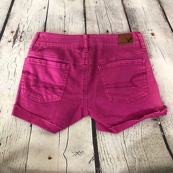 American Eagle Hot Pink Denim Jean Shorts Size 00 - Picture 2 of 10